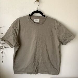 Zara Origins Shirt Washed Cotton Size L T-shirt Boxy Fit